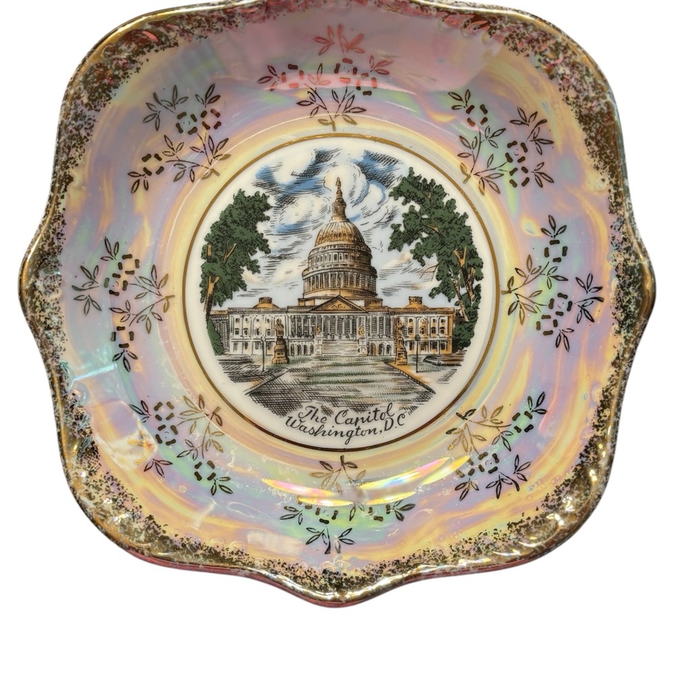 Vintage The Capitol WA. DC Lusterware Decorative Bowl Japan 7” Collectible CAPSO